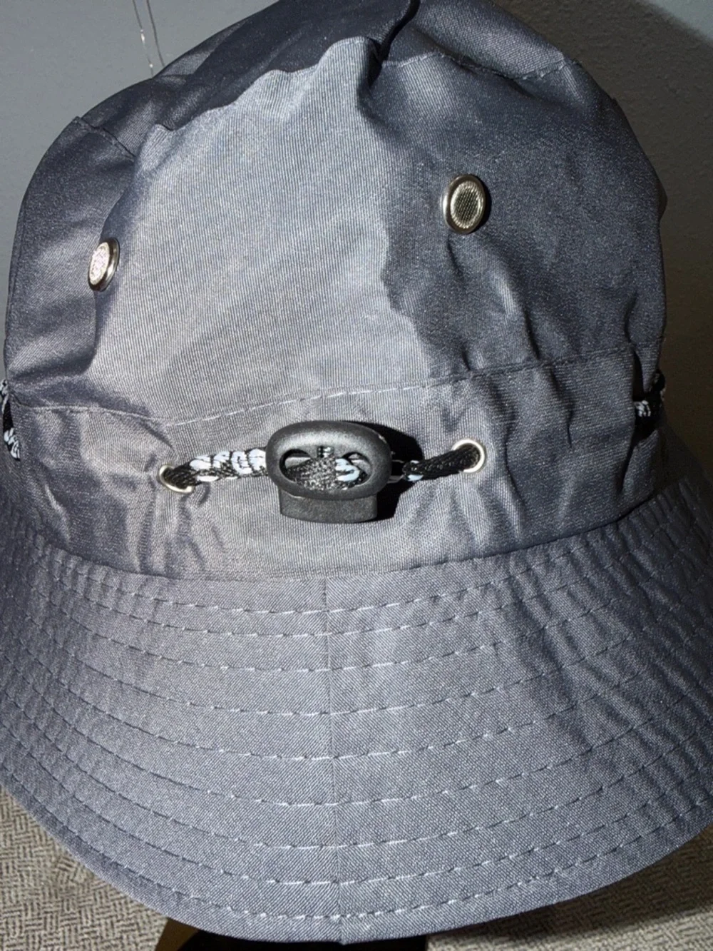 NEW! Custom Bucket Hat with Louis Vuitton Logo Patch Gray